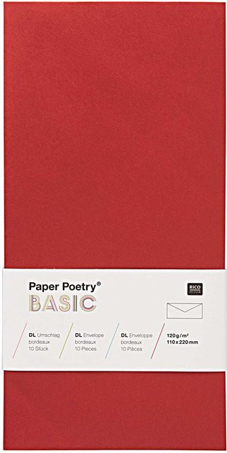 Rico Design Paper Poetry Kuvert Basic DL, 10 Stück, Bordeaux - Bild 1