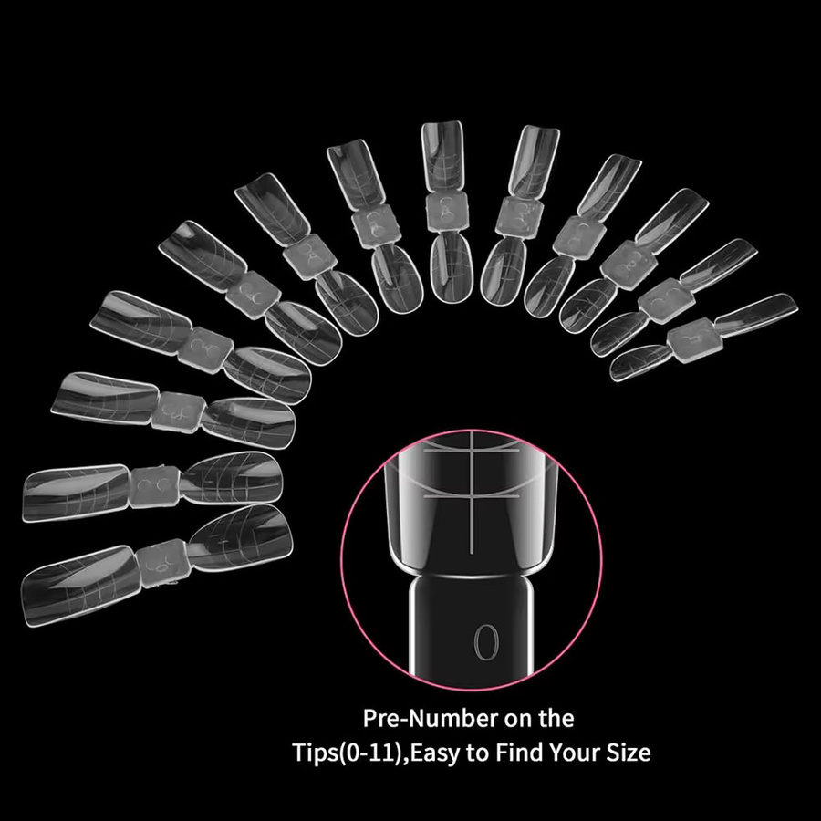 JEARLYU Nagelformen, 120 Stück, Coffin, mit Skala, transparent - Bild 3