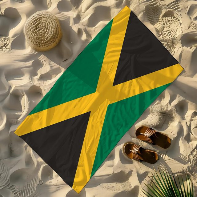Sandfreies Strandtuch mit Jamaika-Nationalflagge von JMG Household Supplies, bunt und grün, B/H: 40 x 70 cm - Bild 1