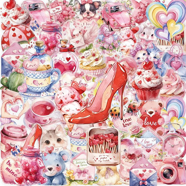 Kpustyle Valentinstag Tier Aufkleber in Transparent Rosa für Scrapbooking und Dekoration - Bild 1