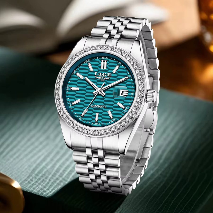 LIGE Armbanduhr Edelstahl, Automatik, Diamant, Herren - Bild 3