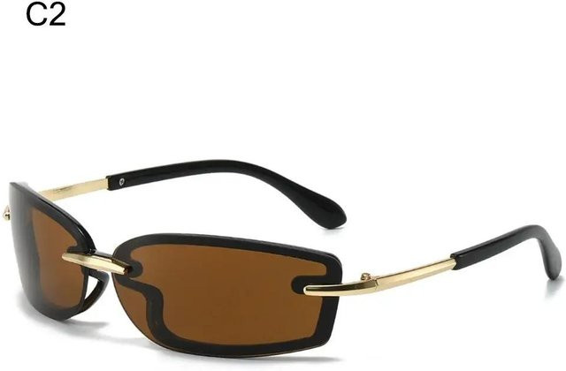 Quadratische randlose Sonnenbrille, braun, multicolor, Damen - Bild 1