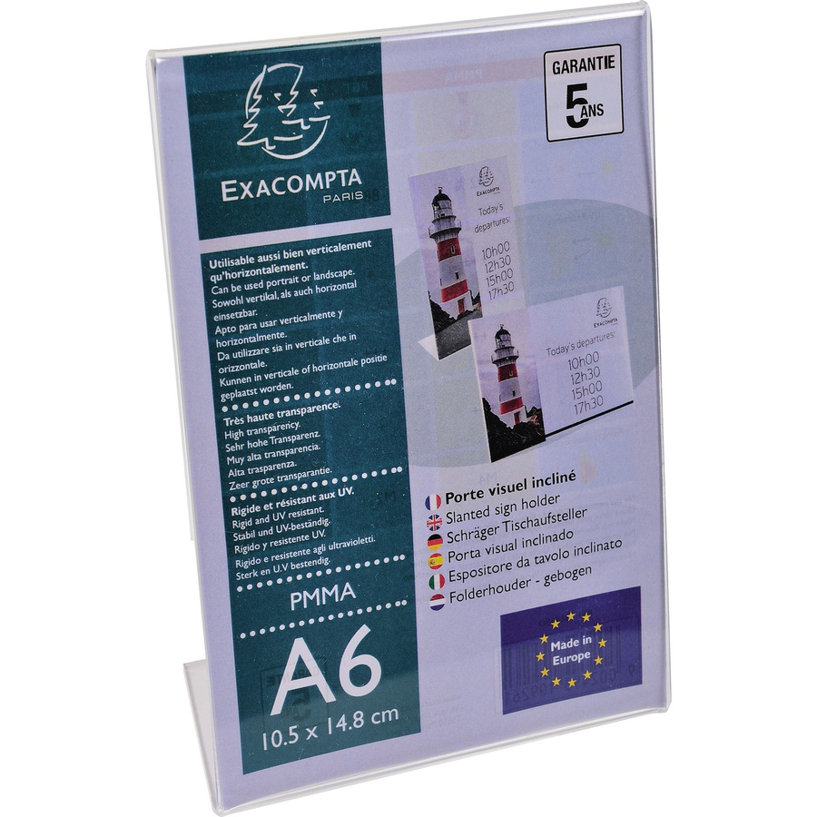 Exacompta Tischaufsteller Office Exacryl L-Form DIN A6, transparent - Bild 1