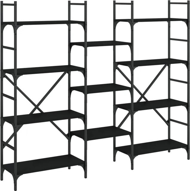 vidaXL Bücherregal Schwarz Modern aus Holzwerkstoff und Metall, B/T/H: 160 x 28,5 x 136,5 cm - Bild 1