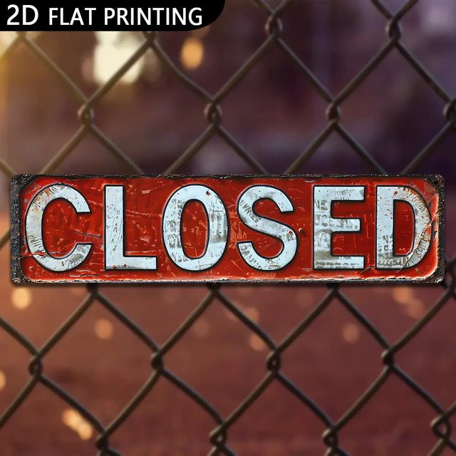 HELLOYOUNG Vintage Metallschild Geschlossen in Rot für Tür und Fenster, Rechteckiges Aluminiumschild mit Typografie, Breite: 40,0 cm, Höhe: 10,0 cm, Tiefe: 1,0 cm - Bild 1