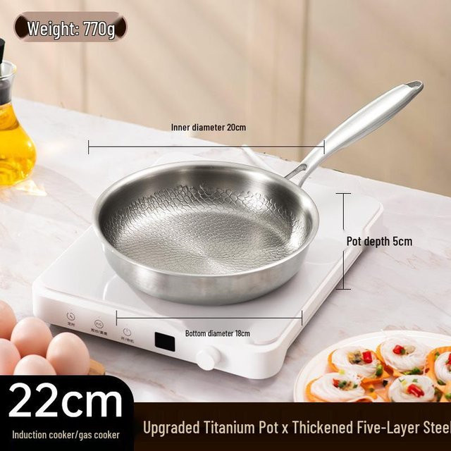 HomeHarmony Antihaft-Pfanne aus Titan und Edelstahl mit Glasdeckel, beige/silber, für Induktionsherde - Bild 1