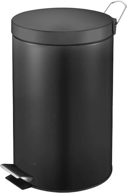 PROREGAL Runder Tretabfallsammler mit herausnehmbarem Kunststoff-Inneneimer, 12 Liter, Schwarz, H x B x T: 40 x 29,5 x 25,5 cm - Bild 1