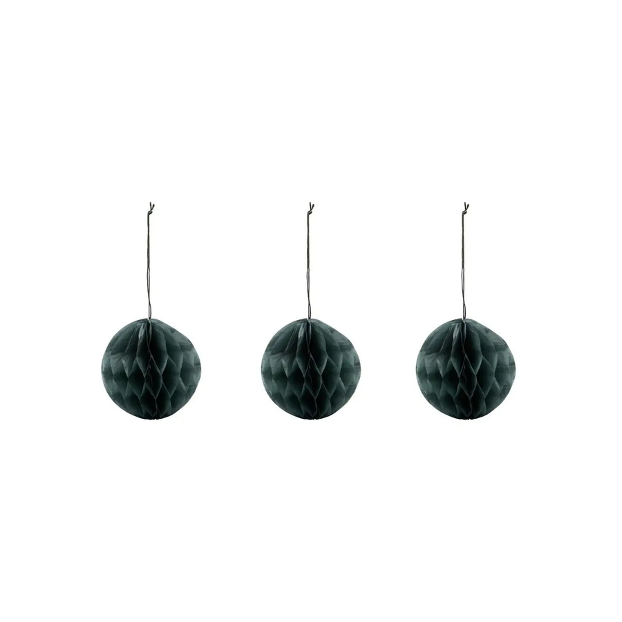House Doctor Weihnachtsornamente Orb aus Papier in Grün, 3 Stück, Durchmesser: 8 cm - Bild 1