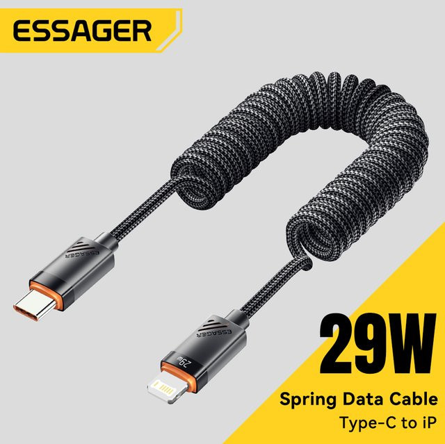 Essager USB-C-zu-Lightning-Schnellladekabel PD 29W Datenkabel für iPhone und AirPods in Schwarz, Länge: 1,8 m - Bild 1