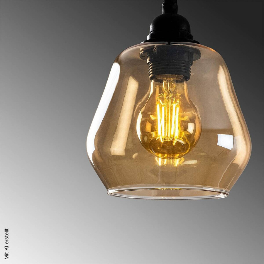 Opviq Pendelleuchte in Schwarz und Gold aus Metall und Glas mit E27 Fassung, Höhe: 110 cm, Breite: 15 cm, Tiefe: 15 cm - Bild 2