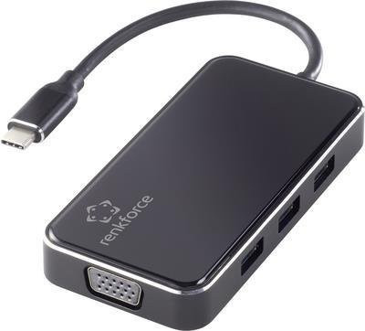 Renkforce RF-HUB-230 USB-C Notebook Dockingstation und 6 Port USB-Kombi-Hub mit HDMI und 4K UHD in Schwarz - Bild 1