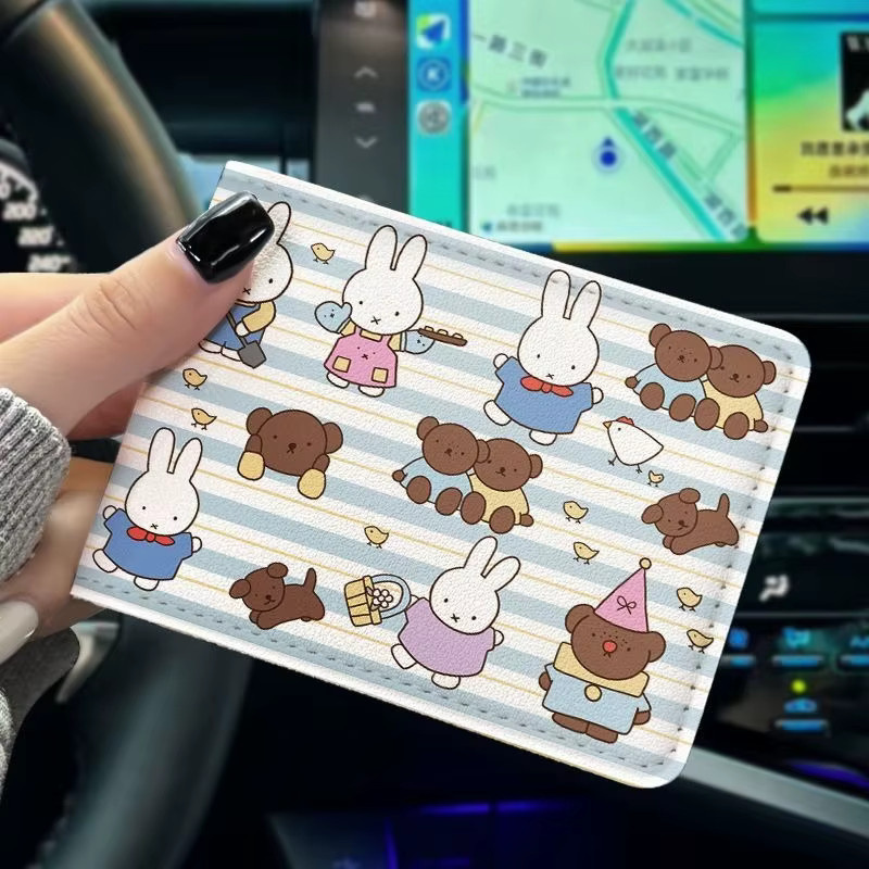 Miffet Rabbit Karten-Set mit Cartoon-Blumen-Design, multifunktionales Zwei-in-Eins-Aufbewahrungsset für Ausweis und Führerschein in Multicolour - Bild 2