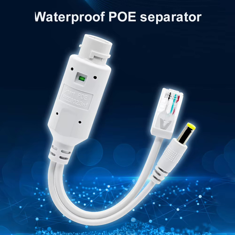 ALLOET 48V auf 12V PoE-Splitter-Adapter, wasserdichtes Ethernet-Adapterkabel für IP-Kameras, AP und VoIP-Telefone, Farbe: Weiß - Bild 3