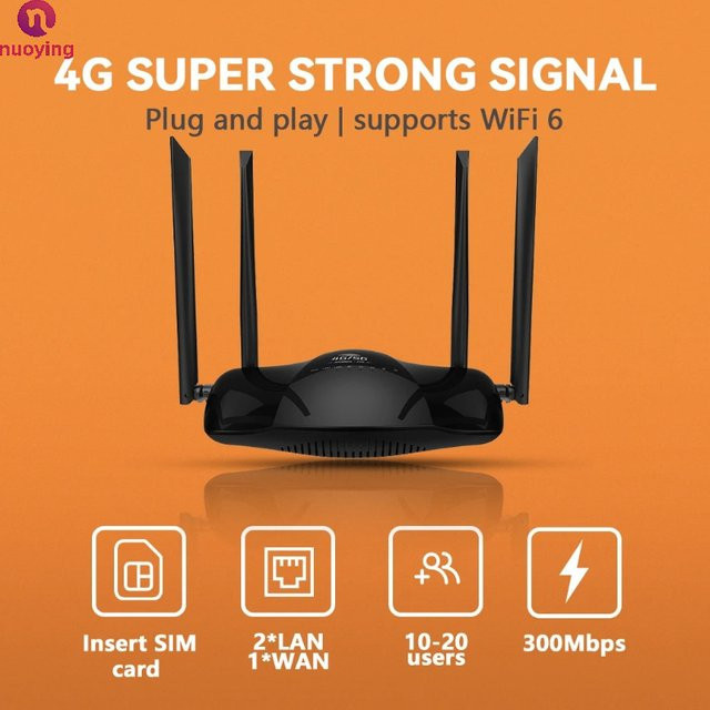 NUOYING R106 4G CPE WLAN-Router mit 4 Hochleistungsantennen und SIM-Kartensteckplatz in Schwarz - Bild 1