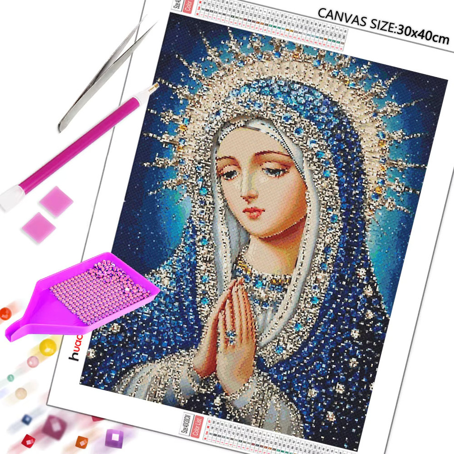 Huacan 5D DIY Diamantmalerei Porträt als Mosaik-Stickerei mit Vollbohrern - Bild 2