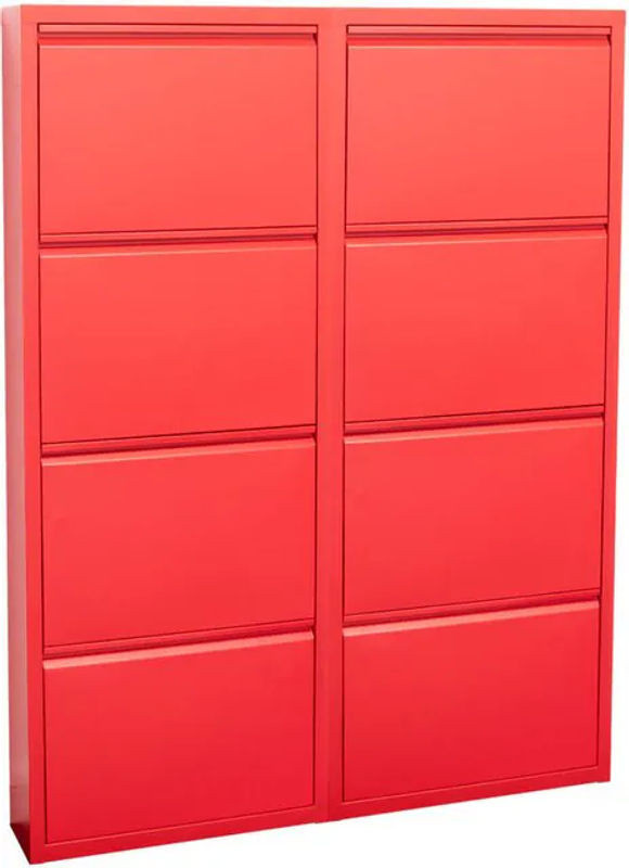 Schuhschrank Pisa von EBUY24 aus Metall mit 8 Drehtüren in Rot - Bild 1