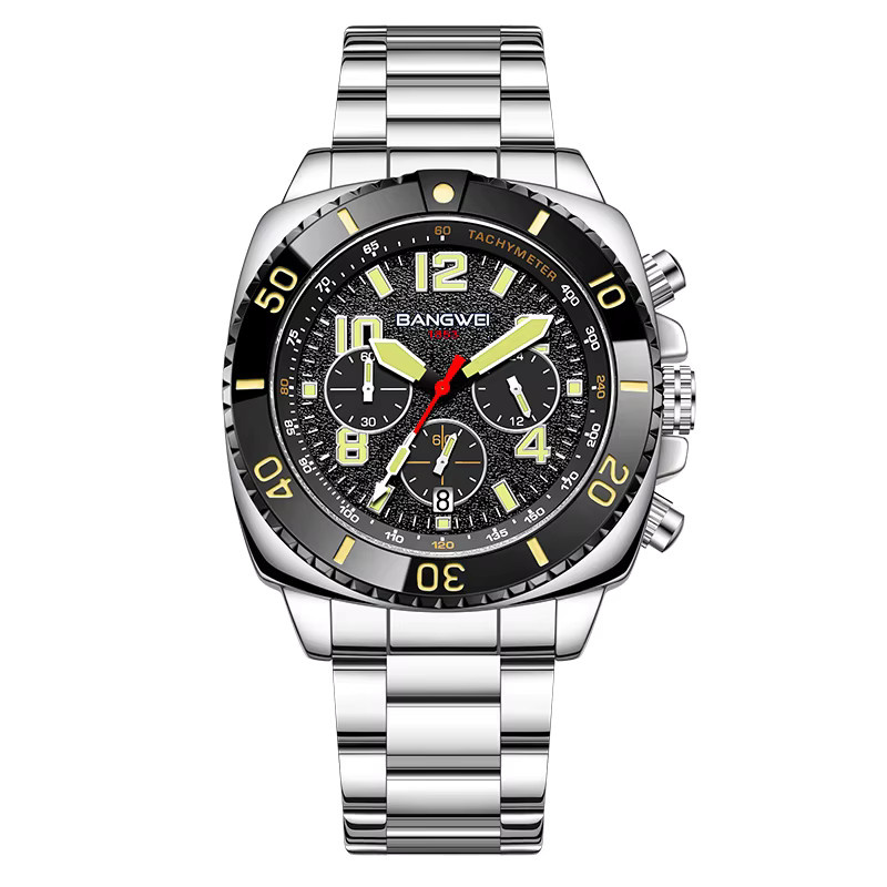 LIGE Armbanduhr Chronograph, Quarz, Edelstahl, Schwarz, Herren - Bild 7