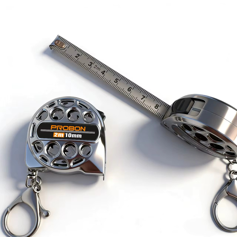Probon Mini-Schlüsselanhänger-Maßband in Silber, einziehbares 2m Messband für Haushalt und DIY-Messungen - Bild 4