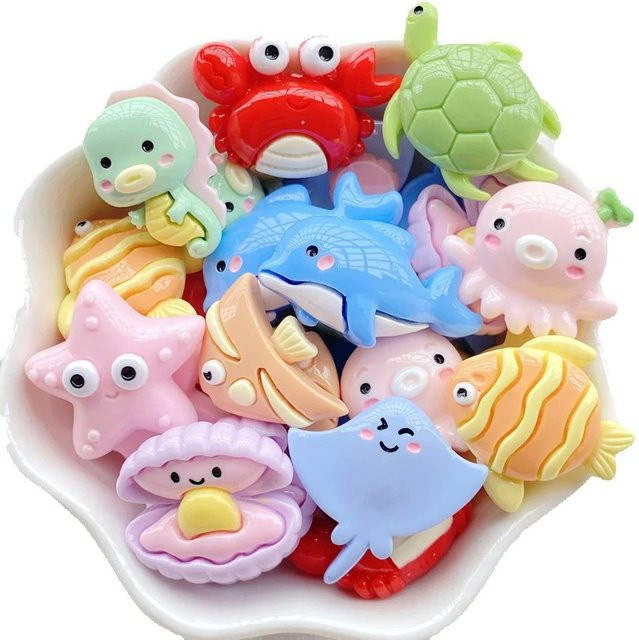 10 Stück Harz-Cabochons mit Cartoon-Motiven von TSXJY in Multicolour für DIY-Schmuck und Bastelarbeiten - Bild 1