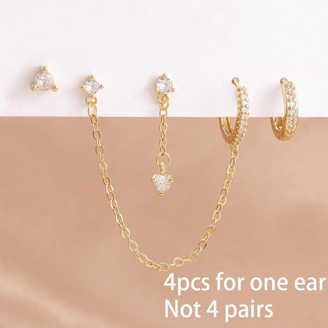 Ohrring-Set Edelstahl, Zirkonia, Damen, Gold, brown - Bild 1