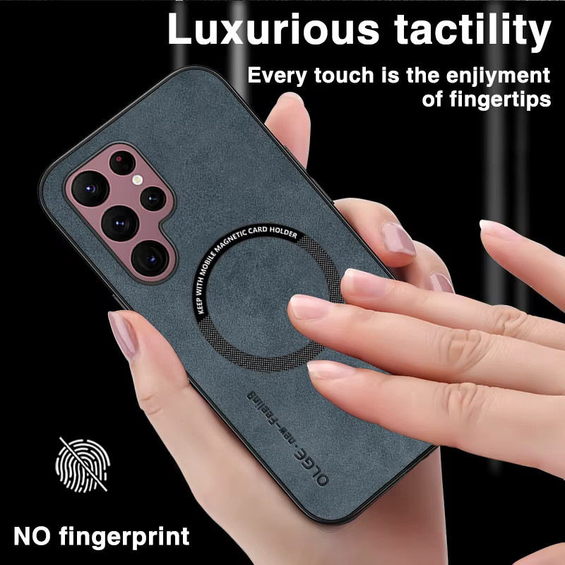 Luxus Magnetische Lederhülle für Samsung Galaxy S24, S23 Ultra, S23FE und Note20 mit MagSafe und kabelloser Ladefunktion in Blau - Bild 3