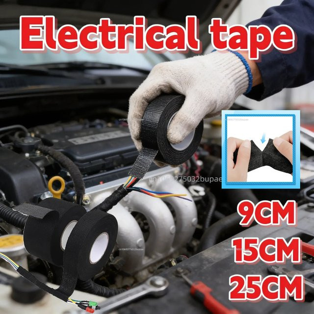Hitzebeständiges und wasserdichtes Kfz-Gewebeband in Schwarz zur elektrischen Isolierung und Schalldämmung - Bild 1