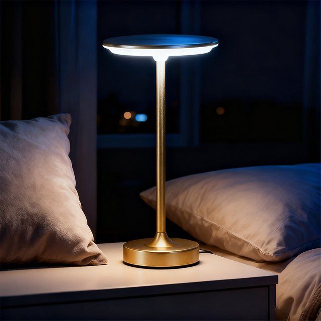 XIWANGFIRE USB wiederaufladbare LED-Tischlampe in Schwarz, dimmbares kabelloses Nachtlicht mit Touch-Steuerung und integrierter LED - Bild 1