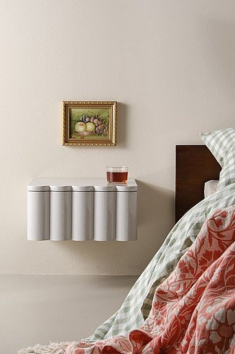 Jotex VALLMO wandmontierter Nachttisch in Beige und Weiß, modern und glänzend, B/T/H: 40 x 20 x 35 cm - Bild 1