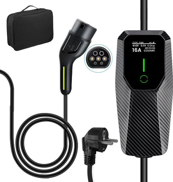Junsun EV Ladegerät Typ 2 Schwarz mit Tasche, 3,5 kW, 4 m Kabellänge - Bild 1