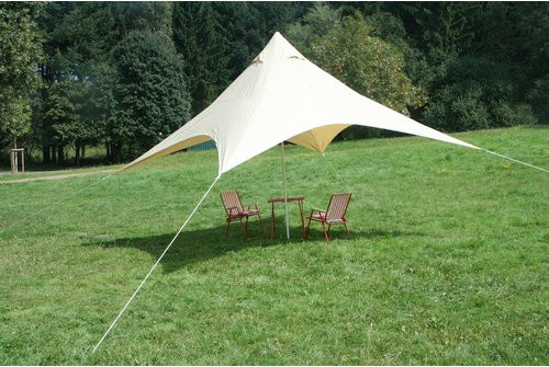 Floracord Pyramiden-Sonnensegel aus Nylongewebe in Sand/Beige, B/T/H: 400 x 400 x 330 cm - Bild 3