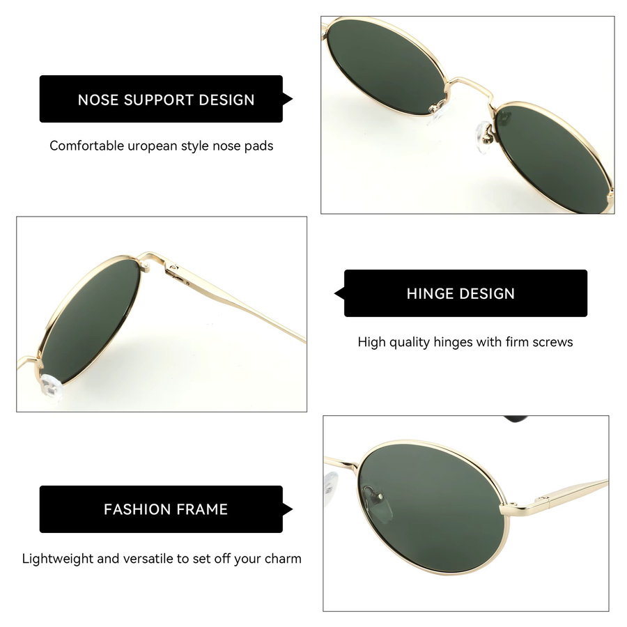 ZENOTTIC Sonnenbrille oval, Vollrand, Metall, gold, Unisex, polarisiert - Bild 3