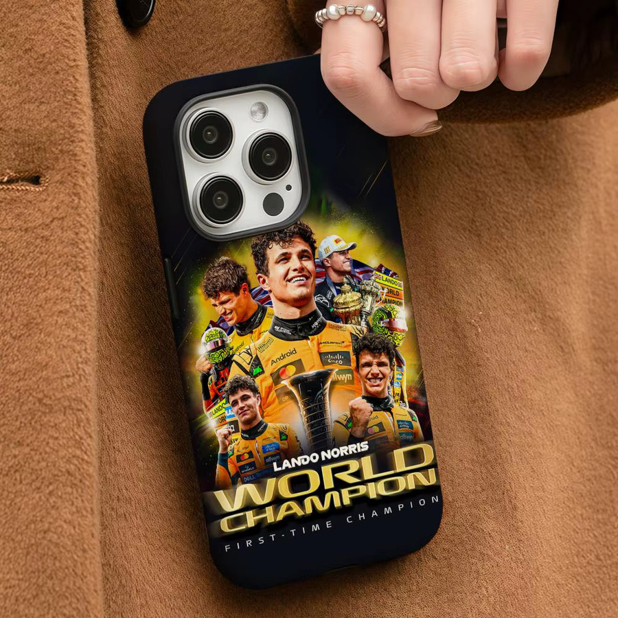 L-Lando N-Norris Handyhülle für iPhone 17 16 15 14 13 12 Pro Max Plus in Weiß und Multicolour mit glänzender HD-Doppelschicht-Flüssighartschale - Bild 3