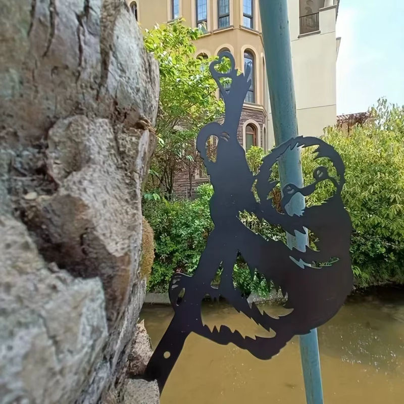 Faultier auf Zweig Wanddekoration aus Metall als Silhouette in Schwarz für Garten und Terrasse - Bild 5