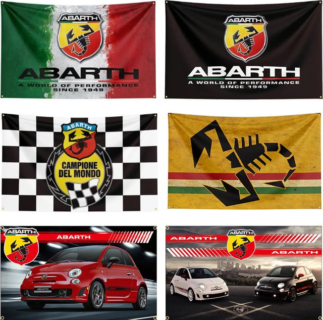 FLAGDOM Abarth Flagge aus Polyester mit Scorpion-Motiv, Mehrfarbig, B: 150 cm, H: 90 cm - Bild 1