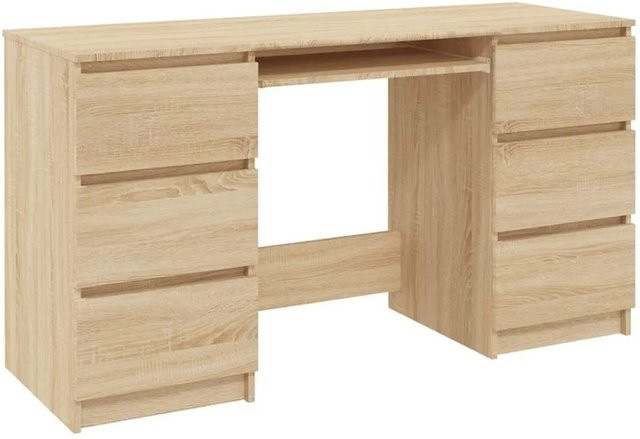 vidaXL Schreibtisch Sonoma-Eiche in Braun aus Holzwerkstoff B/T/H: 140 x 50 x 77 cm - Bild 1