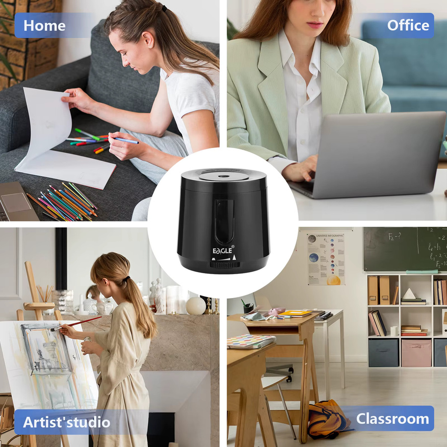 EAGLE Elektrischer Desktop-Bleistiftspitzer in Schwarz für 6–8 mm Bleistifte für Schule und Büro - Bild 6