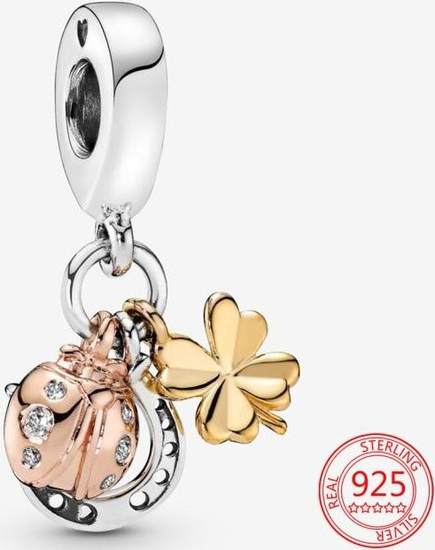 Charm-Anhänger Glücksklee, 925 Silber, Zirkonia, Damen, weiß - Bild 1