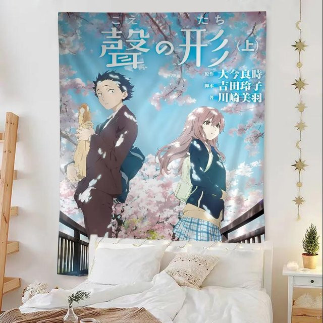 Anime Wandteppich A Silent Voice Boho Wandbehang Illustration Multicolour B: 100 cm, H: 70 cm - Bild 1