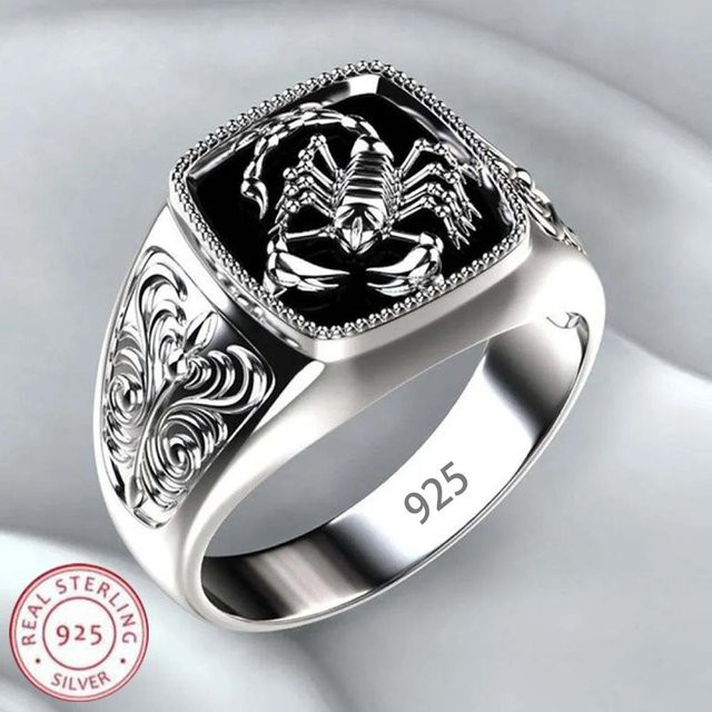 Homearly Ring 925 Silber, Schwarz, Herren - Bild 1