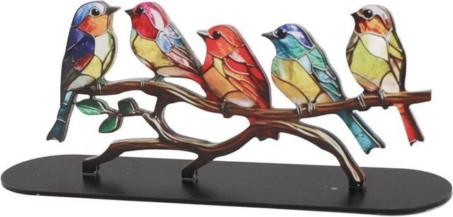 Tooarts Vögel auf Zweig Ornamente aus Acryl in Bunt als flache Tierstatue zur Schreibtischdekoration - Bild 1