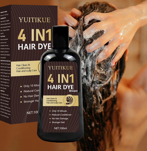YUITIKUE Haarfärbeshampoo, Braun, 4-in-1 - Bild 1