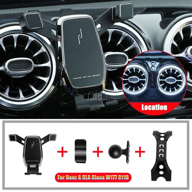 TMCK Handyhalterung für Mercedes Benz AMG A-Klasse CLA-Klasse W177 C118 W118 zur Lüftungsschlitz-Befestigung in Schwarz-Grau - Bild 1