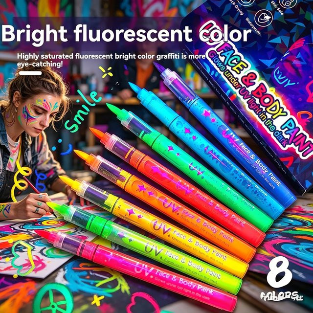 Hopk Neon-UV-Fluoreszierende Acrylfarbstifte im Set mit 8, 12 oder 18 Farben, leuchtende DIY-Marker für kreative Projekte - Bild 1