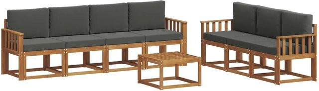 vidaXL Outdoor-Sofagarnitur aus Akazienholz mit Kissen, 8-teilig, Anthrazit und Natur - Bild 1