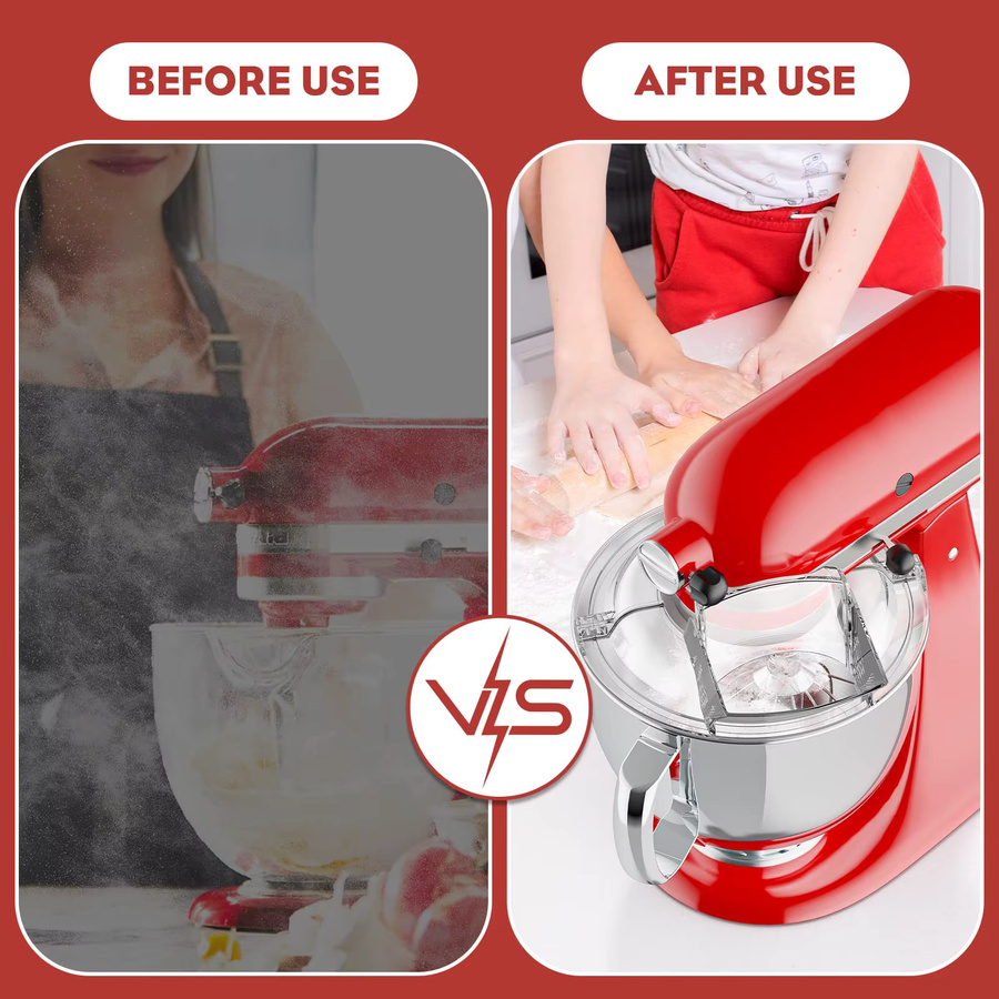 GVODE Spritzschutz mit Klappdeckel für KitchenAid 4,5 QT Kippkopf-Standmixer, transparent, passend für Edelstahl-, Glas- und Keramikschüsseln - Bild 2