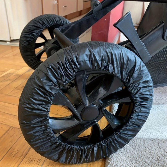 4-teiliges Staubschutz-Set für Kinderwagen aus Polyester in Schwarz - Bild 1