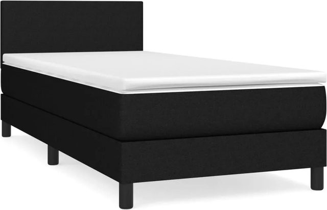 vidaXL Boxspringbett mit Matratze Schwarz aus Stoff, Hybrid-Design mit Taschenfedern, B/T: 100 x 200 cm - Bild 1