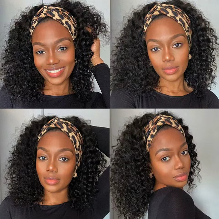 Sleek Lockige Echthaar-Stirnband-Perücke, Jerry-Curl, Damen - Bild 4