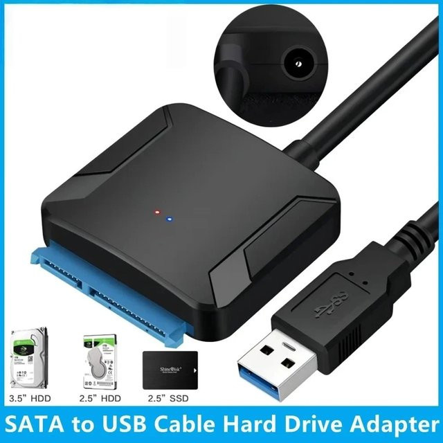 BalanceFit USB 3.0 zu SATA Adapter für 2,5 und 3,5 Zoll SSD und HDD Festplatten mit UASP Unterstützung und 12V Netzteil, Schwarz - Bild 1