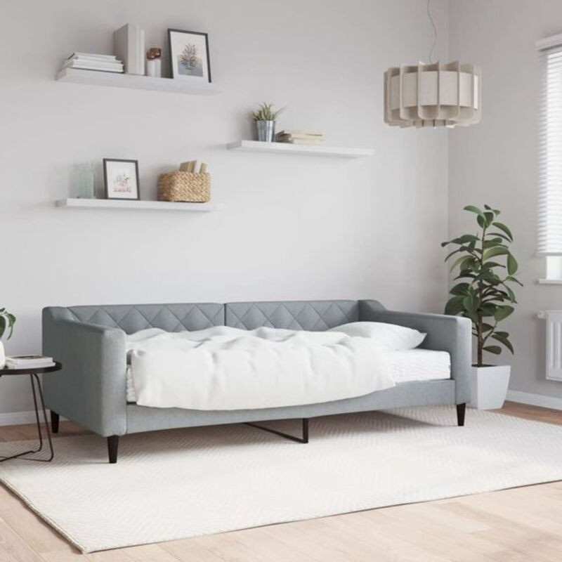 Modernes Polsterbett mit Matratze von vidaxl in Grau aus Stoff und Metall, B/T: 190 x 90 cm - Bild 1